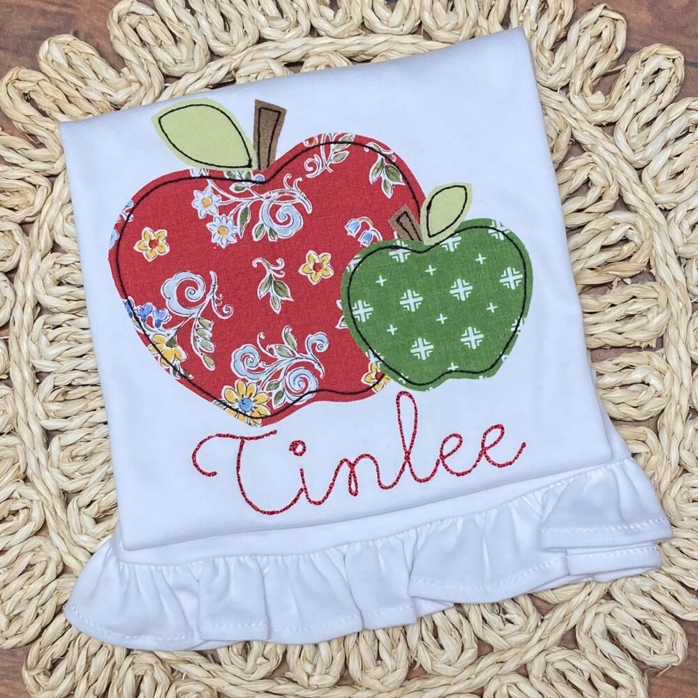 Made to order Applique Back to school apple shirt girl version